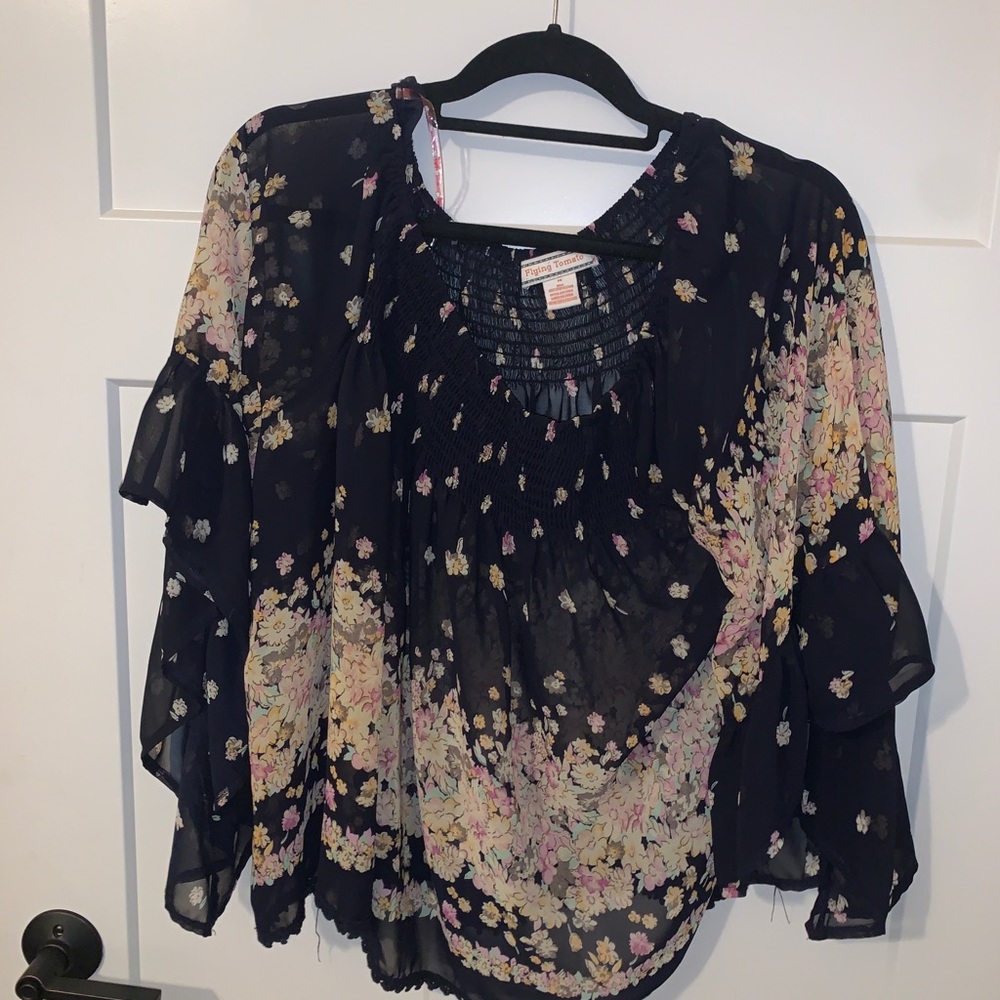 Flying Tomato Sheer Floral Blouse